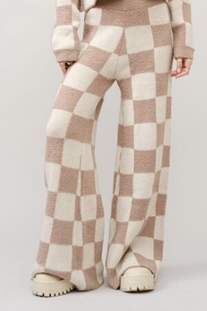 Fuzzy Checkerboard Knit Trousers