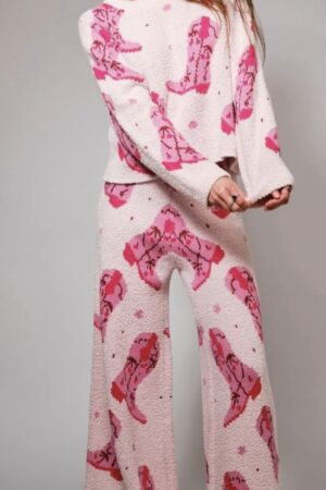Pink Fuzzy Knit Cowboy Trousers