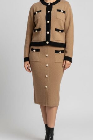 Mynway Luxe Camel Noir Tweed Co-Ord Set