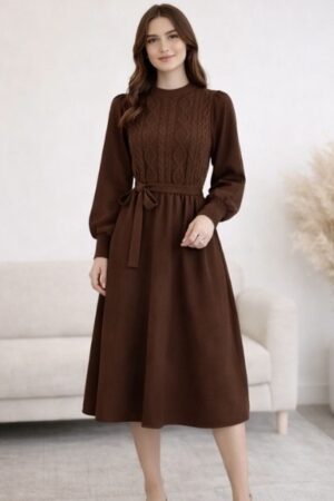 Mocha Grace Knit Midi Dress