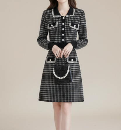 Mynway Luxe Tweed Elegance Dress