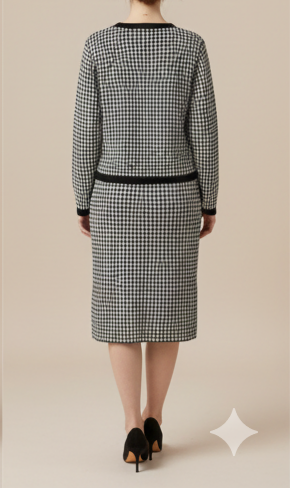 Houndstooth Monochrome Knit Skirt Set - Image 4