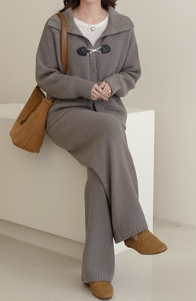 Soft Grey Knit Co-Ord Set