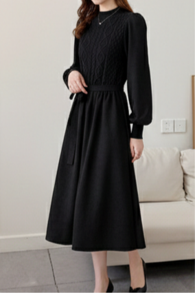 Noir Grace Textured Midi Dress