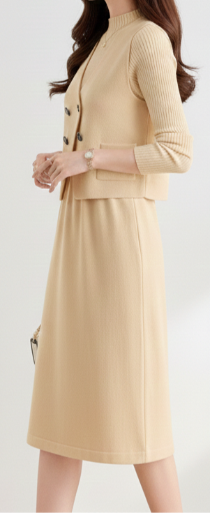 Ivory Muse Ribbed Knit Midi Dress - Image 3