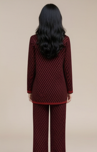 Mynway Wine Striped Signature Co-Ord - Image 3