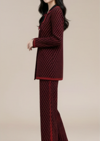 Mynway Wine Striped Signature Co-Ord - Image 4