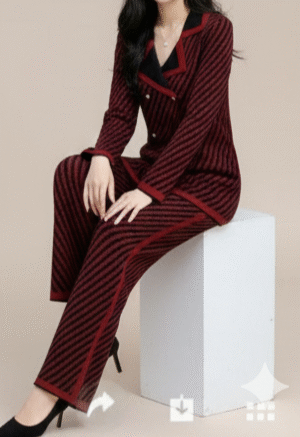 Mynway Wine Striped Signature Co-Ord