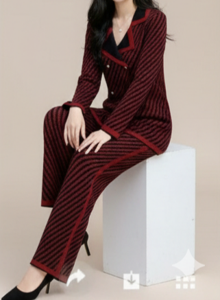 Mynway Wine Striped Signature Co-Ord