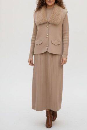 Mynway Luxe Fur-Collar Knit Co-Ord Set