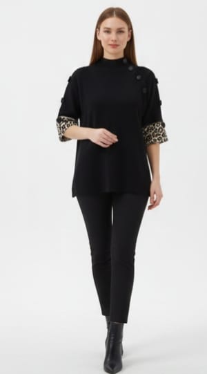 Midnight Luxe Buttoned Tunic Top