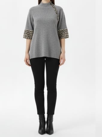 Grey Luxe High-Neck Tunic - Image 2