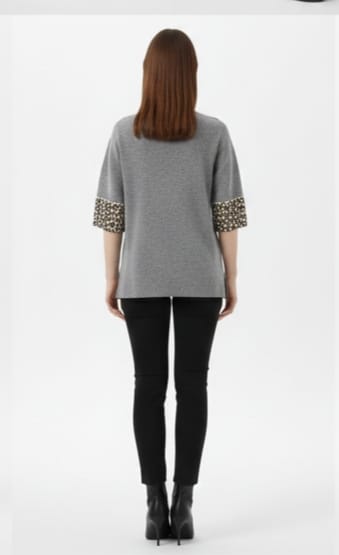 Grey Luxe High-Neck Tunic - Image 3