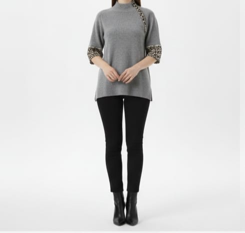 Grey Luxe High-Neck Tunic