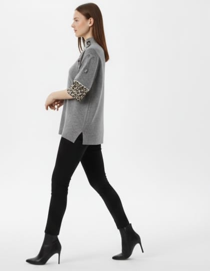 Grey Luxe High-Neck Tunic - Image 5