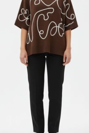 Mynway Mocha Abstract Knit Top