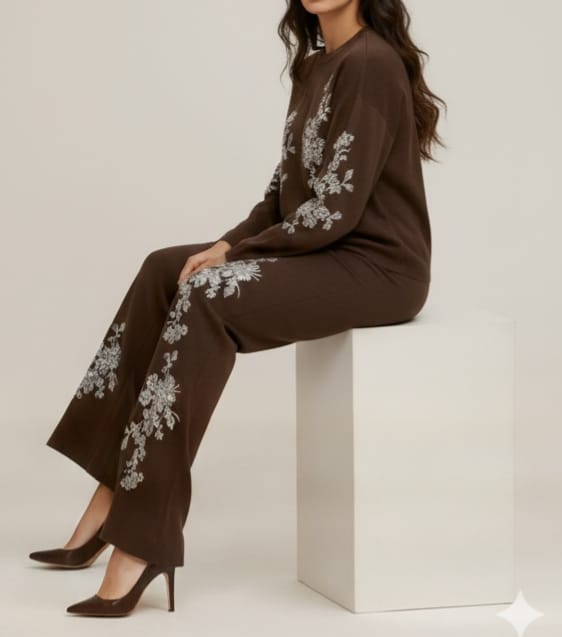 Mynway Cocoa Floral Knit Co-Ord Set - Image 4