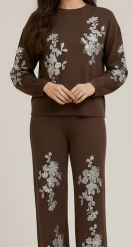 Mynway Cocoa Floral Knit Co-Ord Set - Image 5