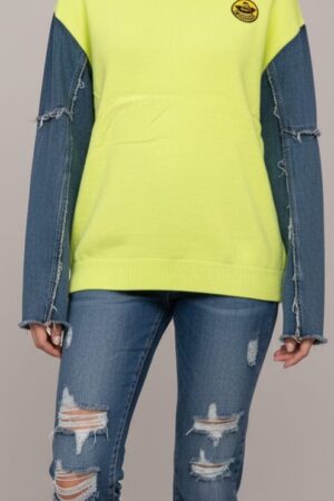 Mynway Lime Denim Knit Sweater