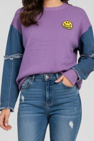 Mynway Violet Denim Knit Sweater
