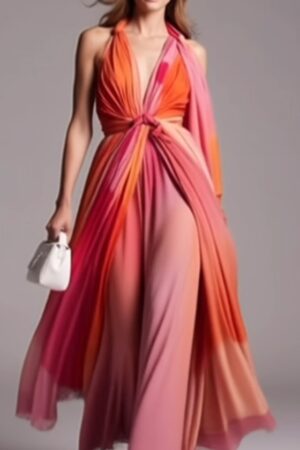 🌺 Aurora Ombre Halter Gown