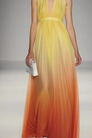 🌼 Sunlit Ombre Halter Gown