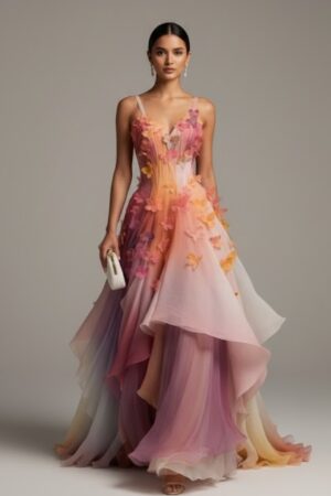 🌸 Mynway Bloom Ombre Organza Gown