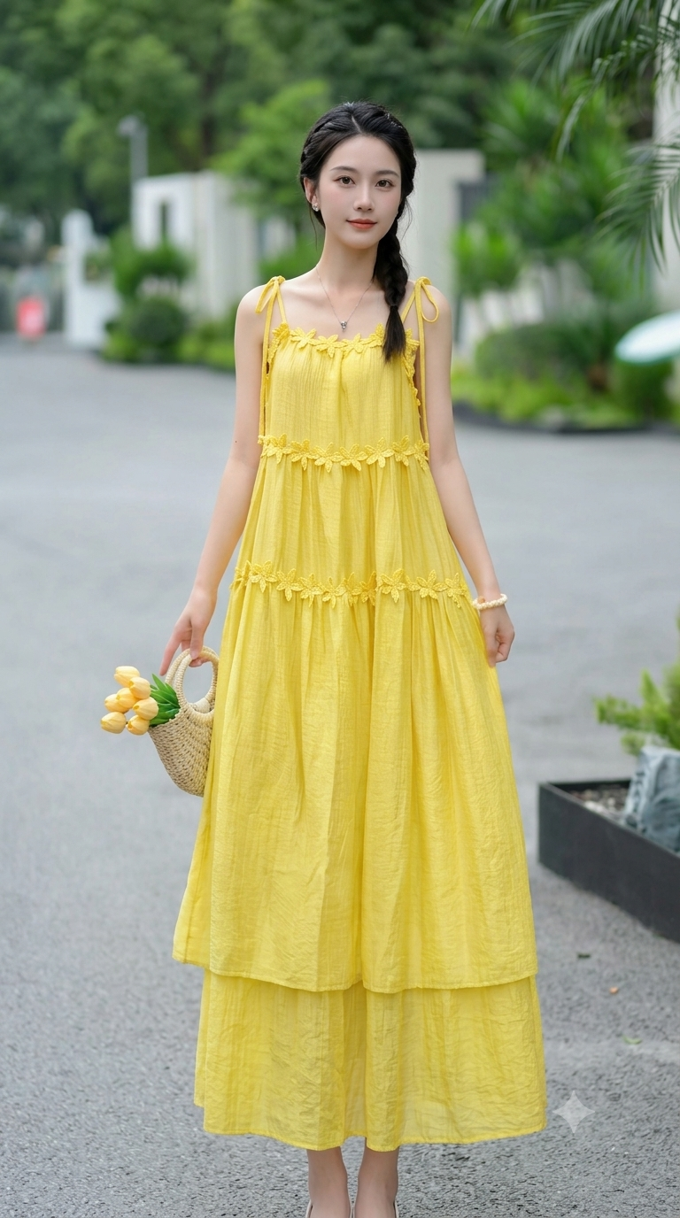 Sunlit Blossom Maxi Dress
