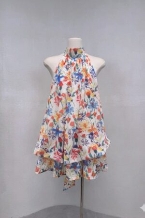Floral Tiered Halter Mini Dress