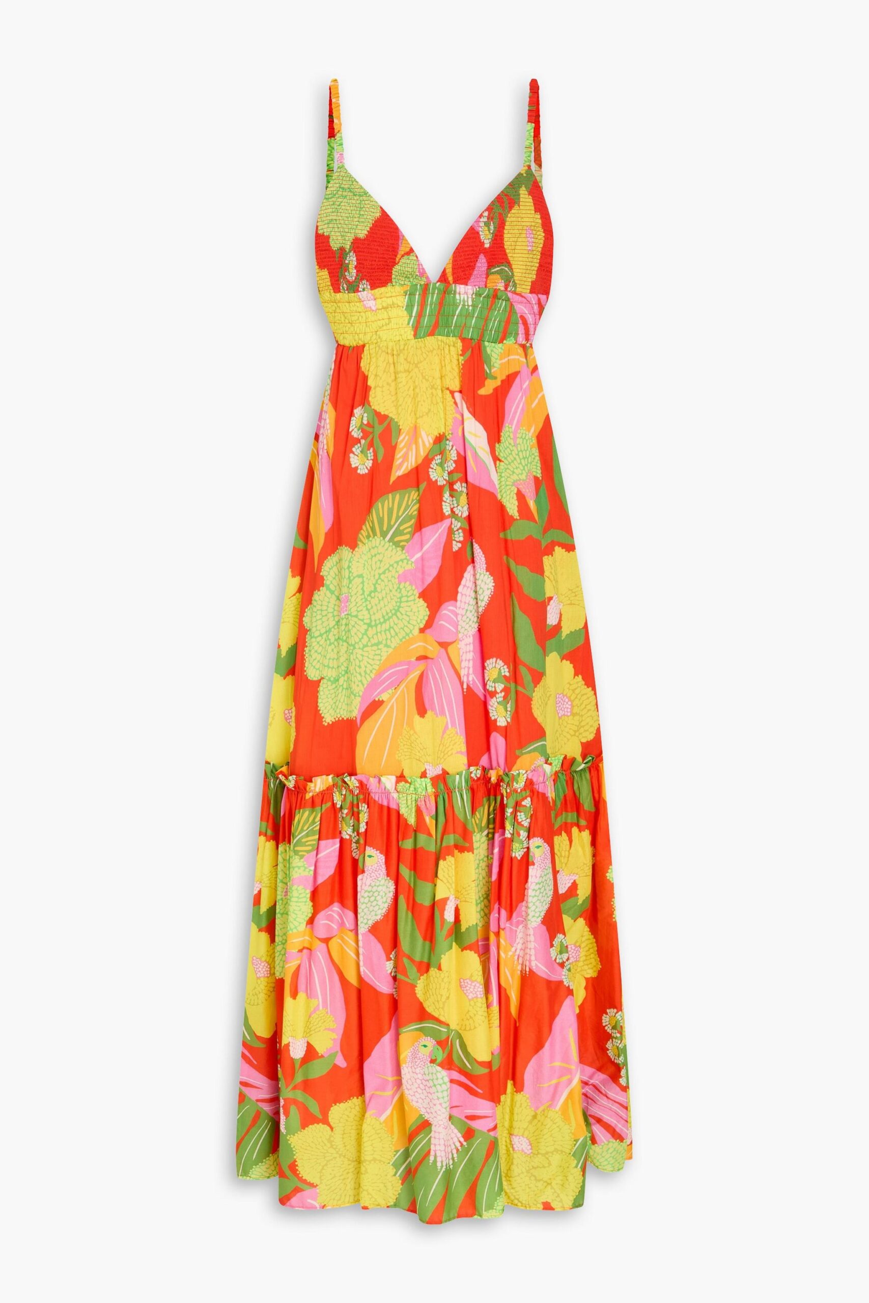 Mynway Tropical Printed Smocked Maxi Dress - Image 3