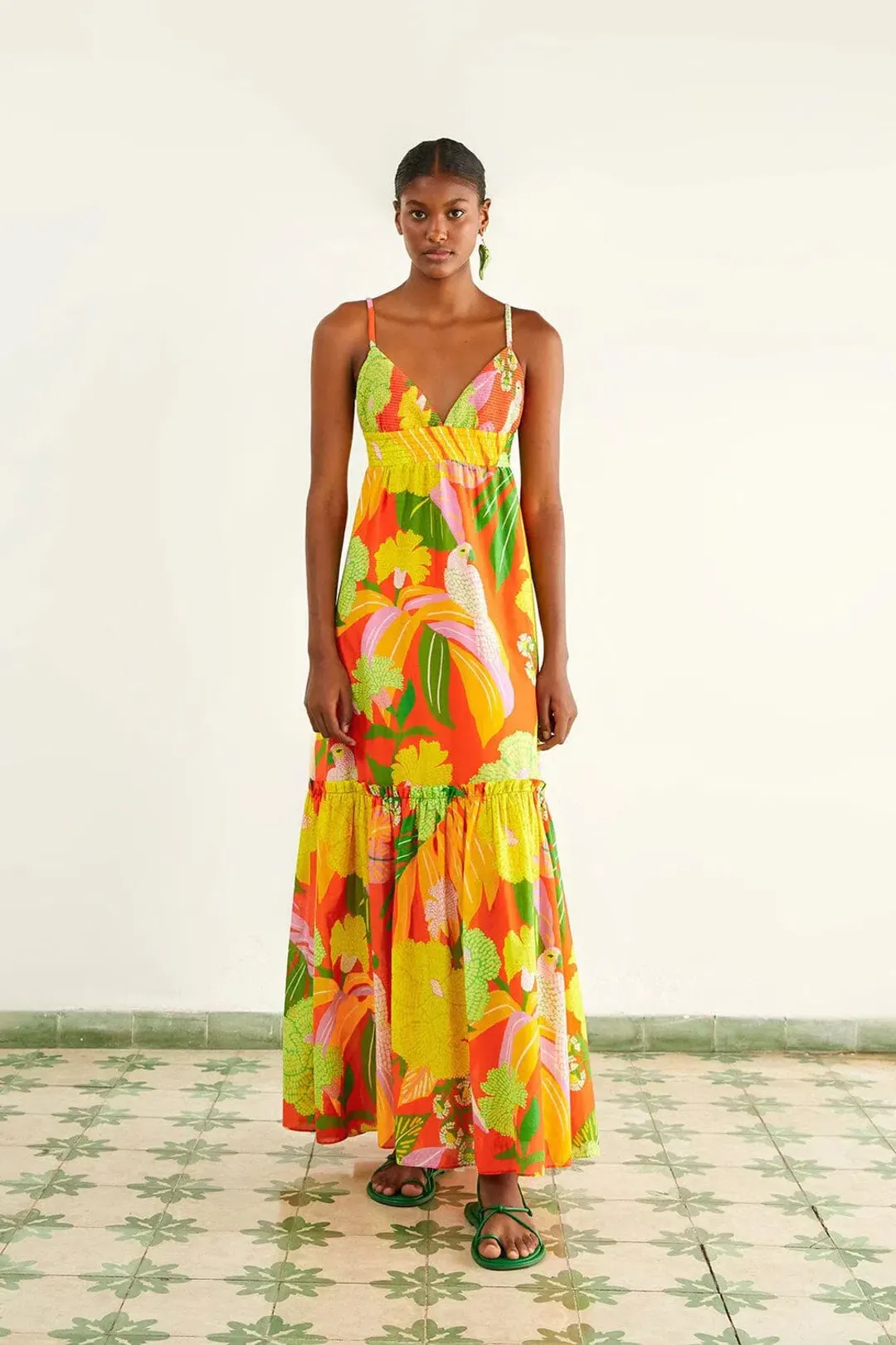 Mynway Tropical Printed Smocked Maxi Dress - Image 4