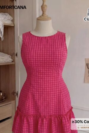 Checked Sleeveless Mini Dress
