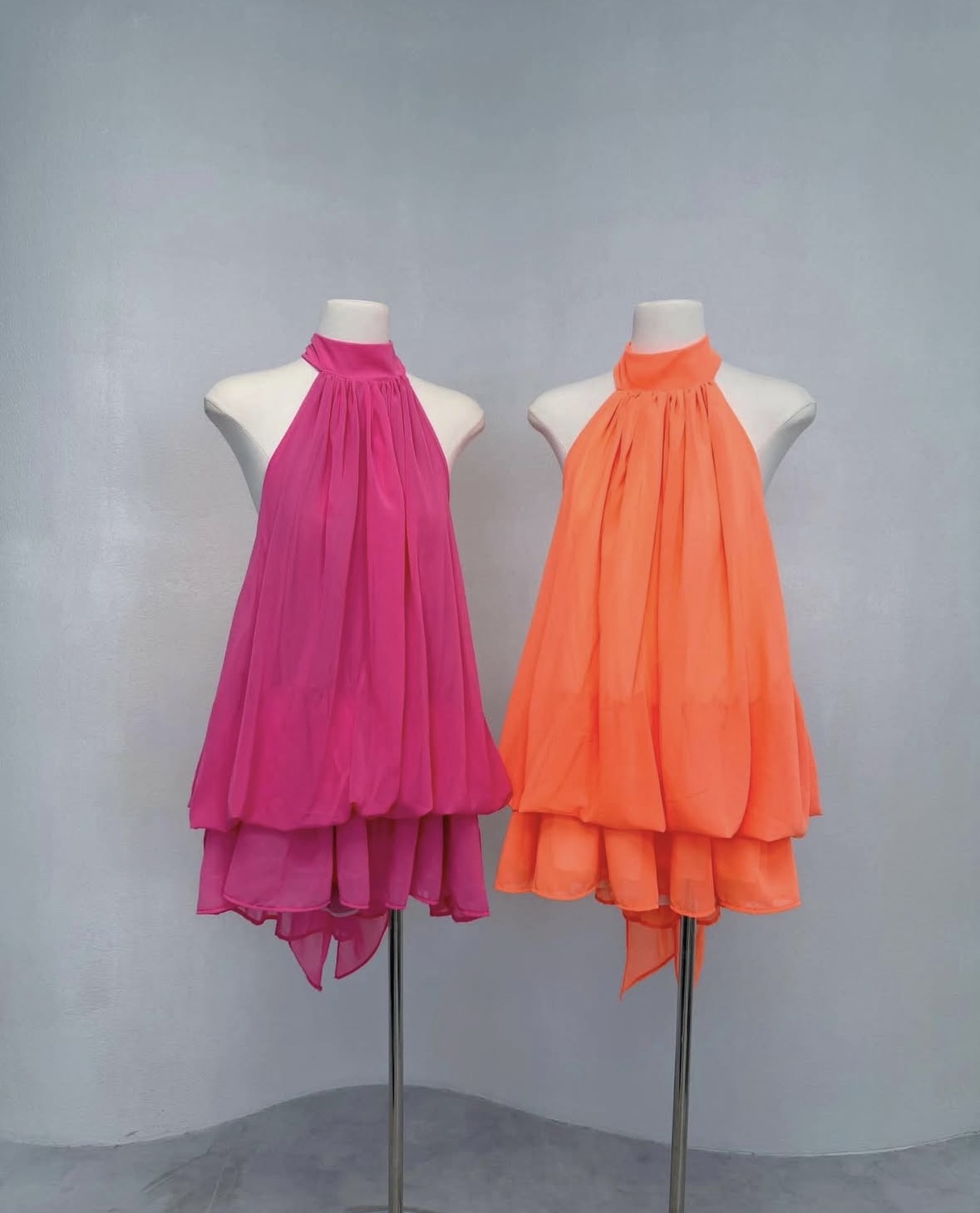 Halter Neck Chiffon Mini Dress