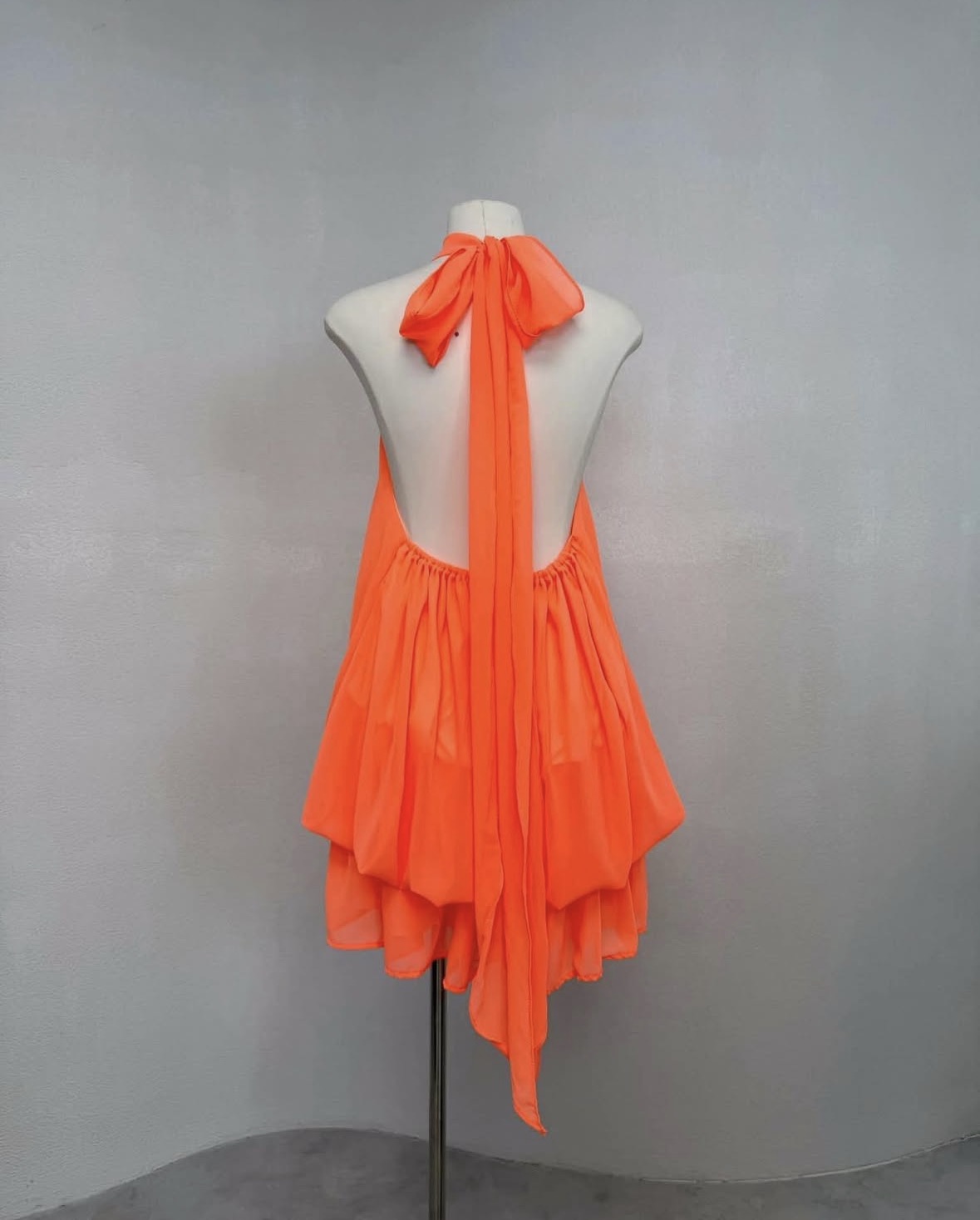 Halter Neck Chiffon Mini Dress - Image 3