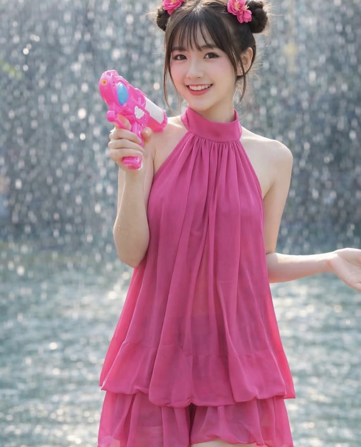 Halter Neck Chiffon Mini Dress - Image 7