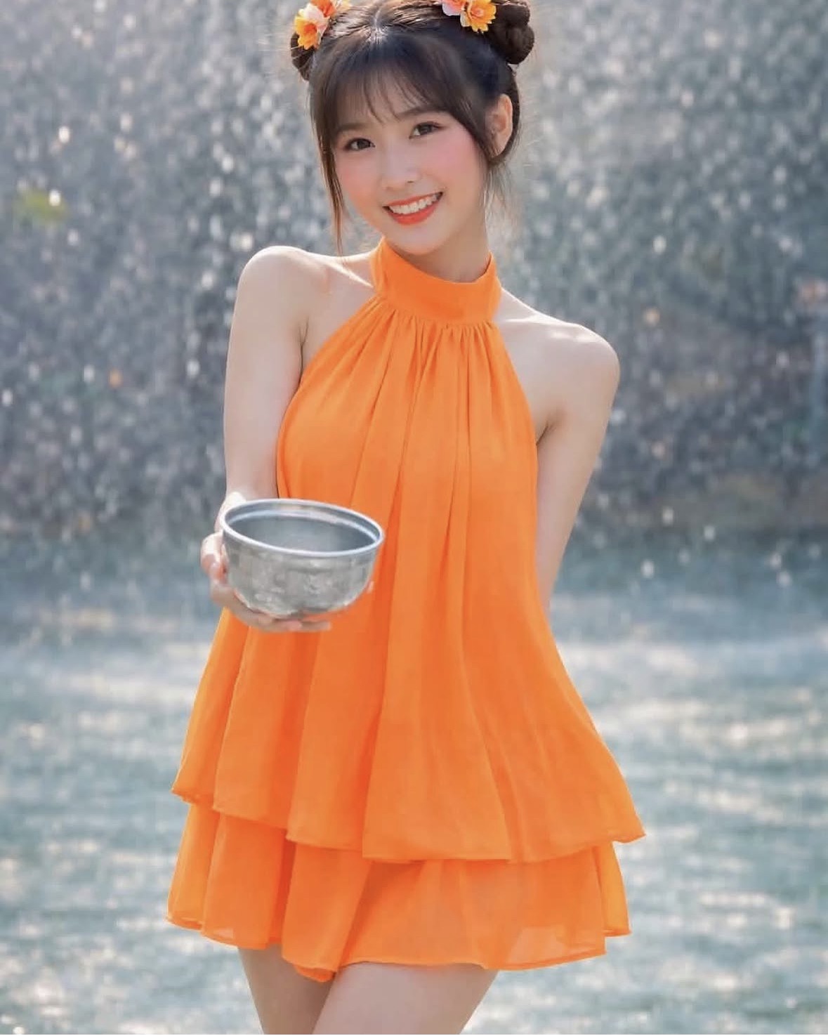 Halter Neck Chiffon Mini Dress - Image 6