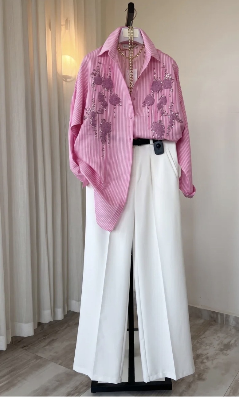 Lumière Embellished Stripe Shirt - Image 2