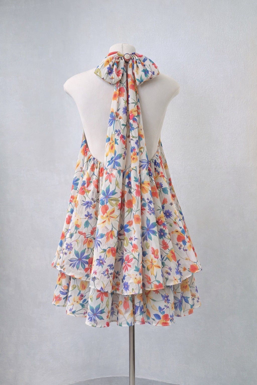 Floral Tiered Halter Mini Dress - Image 2