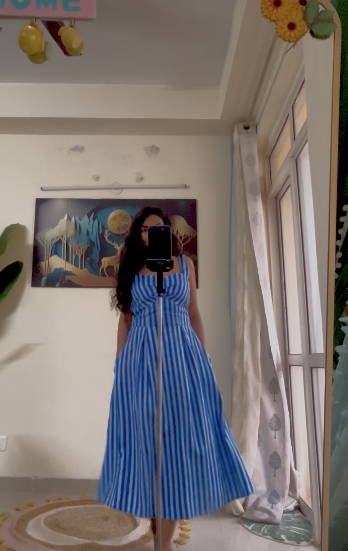Blue & White Striped Wide-Leg Style Dress - Image 4