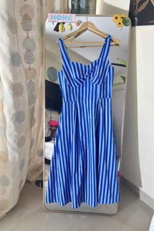 Blue & White Striped Wide-Leg Style Dress