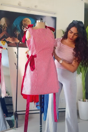 Cherry Gingham Bow-Tie Dress